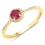 0.41 ct. Genuine Ruby and White Diamond 14K Yellow Gold Ring