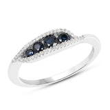 0.44 ct. Genuine Blue Sapphire and White Diamond 14K White Gold Ring
