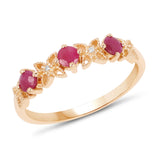 0.40 ct. Genuine Ruby and White Diamond 14K Yellow Gold Ring