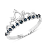 0.28 ct. Genuine Blue Sapphire and White Diamond 14K White Gold Ring