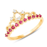 0.27 Carat Genuine Ruby and White Diamond 14K Yellow Gold Ring