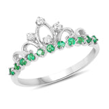0.28 ct Genuine Zambian Emerald and White Diamond 14K White Gold Ring