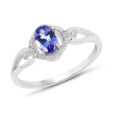 0.52 ct. Genuine Tanzanite and White Diamond 14K White Gold Ring for women