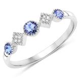 0.26 Carat Genuine Tanzanite and White Diamond 14K White Gold Ring