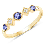0.26 Carat Genuine Tanzanite and White Diamond 14K Yellow Gold Ring