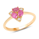 0.71 Carat Genuine Ruby and White Diamond 14K Yellow Gold Ring