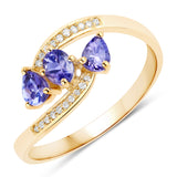 0.50 ct. Genuine Tanzanite and White Diamond 14K Yellow Gold Ring