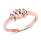 0.29 Carat Genuine Morganite and White Diamond 14K Rose Gold Ring