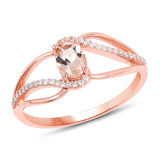 0.54 Carat Genuine Morganite and White Diamond 14K Rose Gold Ring