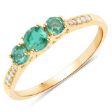 0.48 ct. Genuine Zambian Emerald and White Diamond 14K Yellow Gold Ring for women