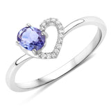 0.37 ct. Genuine Tanzanite and White Diamond 14K White Gold Ring