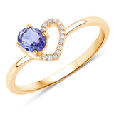 0.37 ct. Genuine Tanzanite and White Diamond 14K Yellow Gold Ring