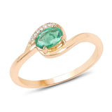 0.46 ct. Genuine Zambian Emerald and White Diamond 14K Yellow Gold Ring for women