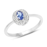 0.31 ct. Genuine Tanzanite and White Diamond 14K White Gold Ring