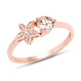 0.45 ct. Genuine Morganite and White Diamond 14K Rose Gold Ring