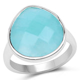 5.28 Carat Genuine Amazonite .925 Sterling Silver Ring