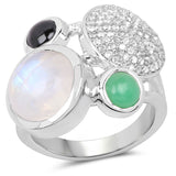 5.90 Carat Genuine Multi Stone .925 Sterling Silver Ring