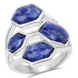 6.03 Carat Genuine Blue Aventurine .925 Sterling Silver Ring