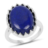 9.90 Carat Genuine Lapis .925 Sterling Silver Ring