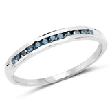 0.18 Carat Genuine Blue Diamond .925 Sterling Silver Ring