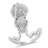 2.79 Carat Genuine Labradorite And White Topaz .925 Sterling Silver Ring