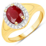 1.90 Carat Genuine Ruby and White Topaz .925 Sterling Silver Ring