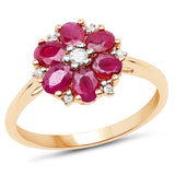 1.38 ct Genuine Ruby and White Diamond 14K Yellow Gold Ring
