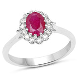 1.38 ct Genuine Ruby and White Diamond 14K Yellow Gold Ring