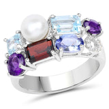 4.26 Carat Genuine Multi Stone .925 Sterling Silver Ring