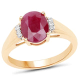 2.23 Carat Genuine Ruby and White Diamond 14K Yellow Gold Ring