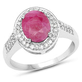 2.42 Carat Genuine Ruby and White Diamond 14K White Gold Ring