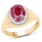2.32 Carat Genuine Ruby and White Diamond 14K Yellow Gold Ring