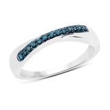 0.09 Carat Genuine Blue Diamond .925 Sterling Silver Ring