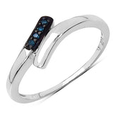 0.03 Carat Genuine Blue Diamond .925 Sterling Silver Ring