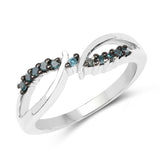 0.13 Carat Genuine Blue Diamond .925 Sterling Silver Ring
