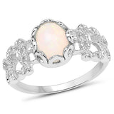 0.83 Carat Genuine Ethiopian Opal .925 Sterling Silver Ring