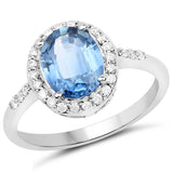 2.46 ct. Genuine Blue Sapphire and White Diamond 14K White Gold Ring