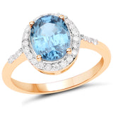 2.46 ct. Genuine Blue Sapphire and White Diamond 14K Yellow Gold Ring