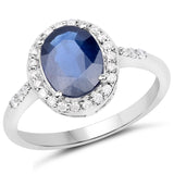 2.46 ct. Genuine Blue Sapphire and White Diamond 14K White Gold Ring