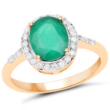 1.86 ct. Genuine Zambian Emerald and White Diamond 14K Yellow Gold Ring