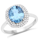2.52 Carat Genuine Blue Sapphire and White Diamond 14K White Gold Ring