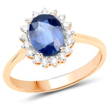 1.68 ct. Genuine Blue Sapphire and White Diamond 14K Yellow Gold Ring