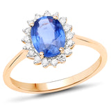 1.68 ct. Genuine Blue Sapphire and White Diamond 14K Yellow Gold Ring