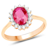 1.67 Carat Genuine Ruby and White Diamond 14K Yellow Gold Ring