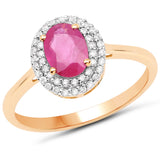 1.13 ct. Genuine Ruby and White Diamond 14K Yellow Gold Ring