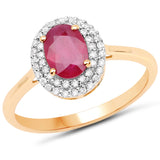 1.13 ct. Genuine Ruby and White Diamond 14K Yellow Gold Ring