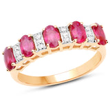 1.30 ct. Genuine Ruby and White Diamond 14K Yellow Gold Ring