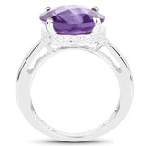 5.60 ct. Genuine Amethyst .925 Sterling Silver Ring