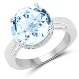 6.50 ct. Genuine Blue Topaz .925 Sterling Silver Ring