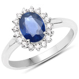 1.29 Carat Genuine Ruby and White Diamond 14K White Gold Ring
